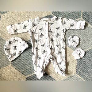 Rock-A-Bye Baby Boutique Infant Newborn White Bunny Cotton Pajamas Set